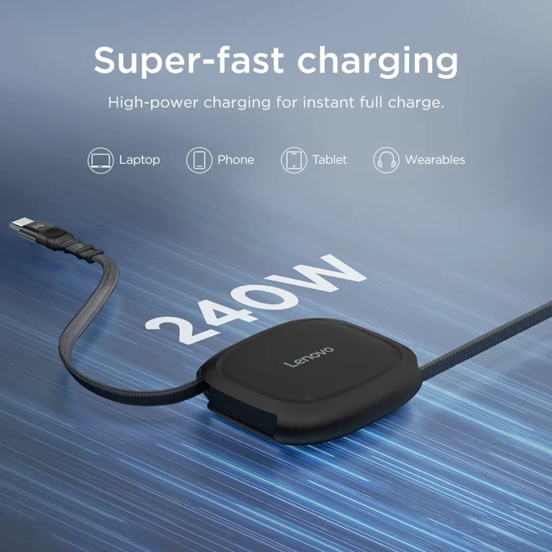 Lenovo USB C Kabel 1,2m - 240W - USB 2.0 - Zwart