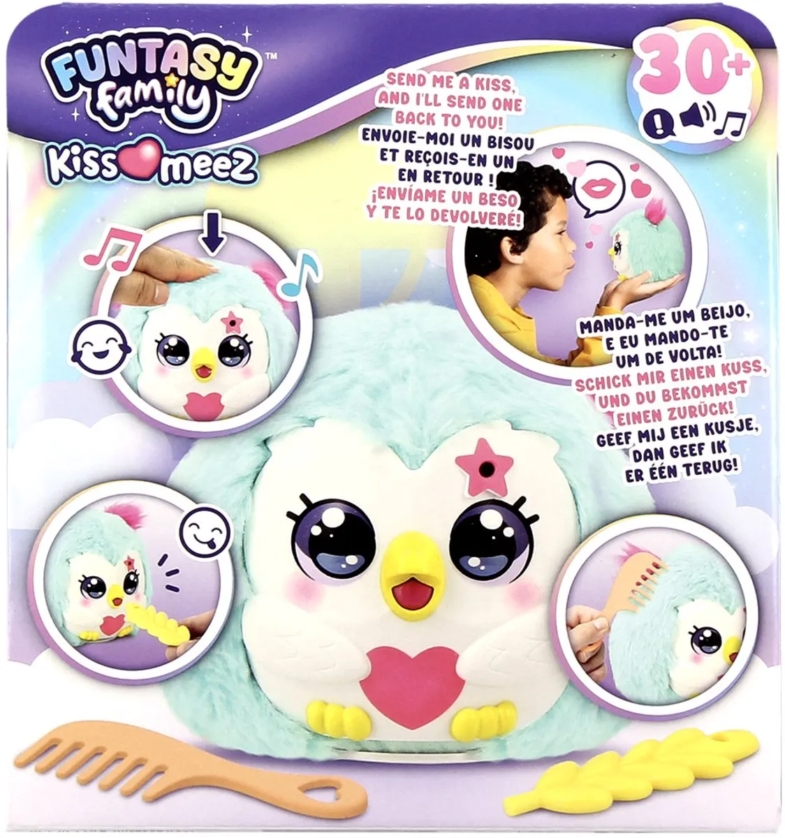 Jumbo Funtasy Family Kiss-meez Uil Interactieve Knuffel - Blauw