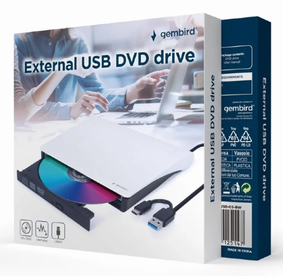 Gembird DVD-USB-031-BW Optisch Schijfstation - Zwart
