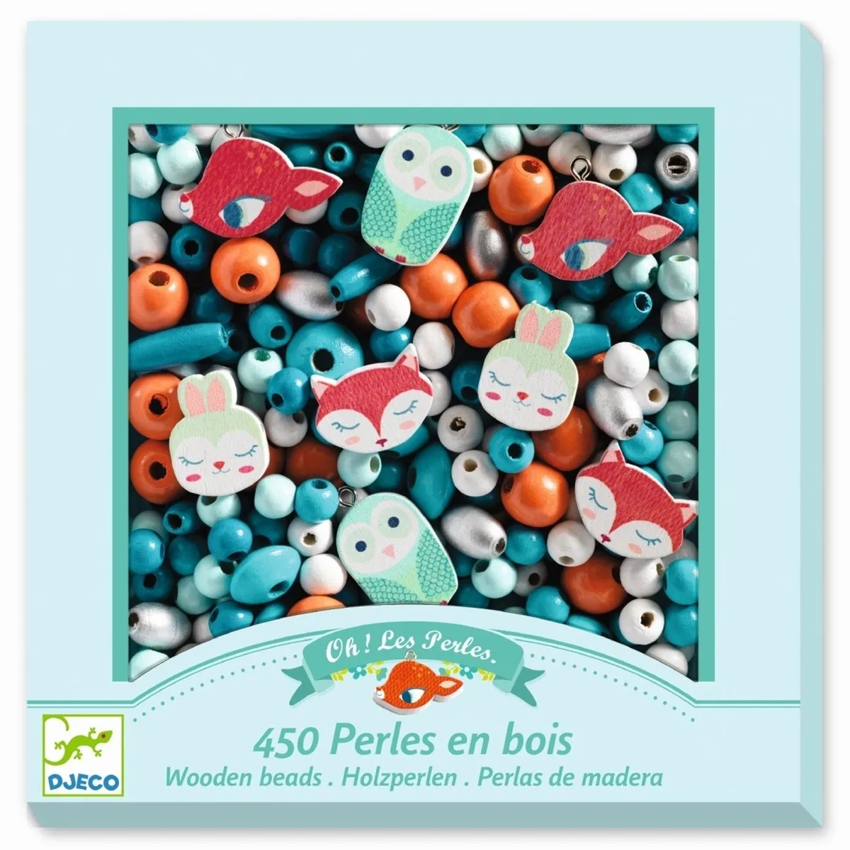 Djeco Houten Parels Kleine Diertjes Multicolor - 450 Stuks - afbeelding 6 van 6