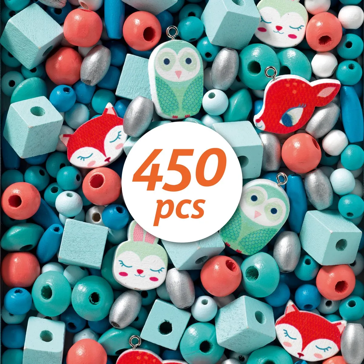 Djeco Houten Parels Kleine Diertjes Multicolor - 450 Stuks
