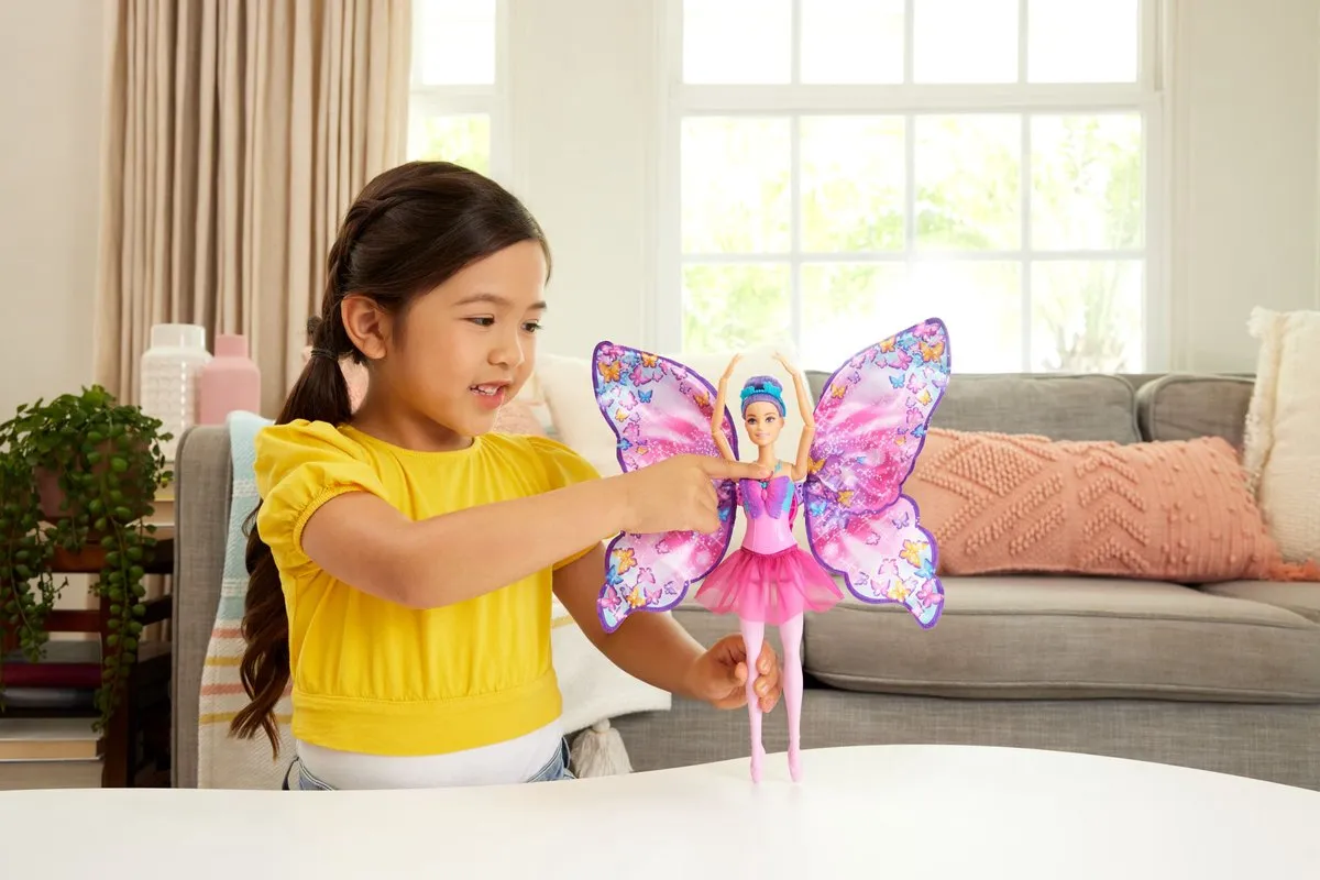 Barbie Dans- en Fladderpop HXJ10 - Magische Vlindervleugels Multicolor - afbeelding 6 van 6