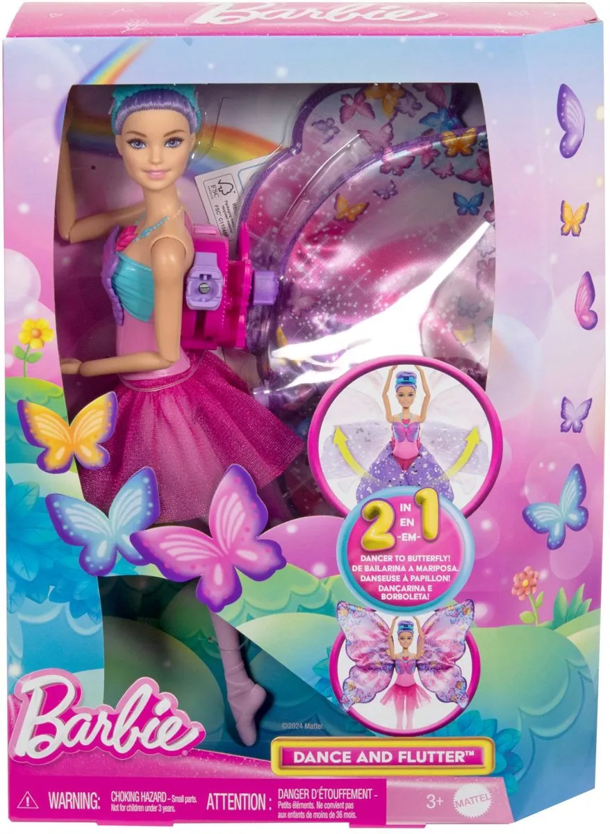 Barbie Dans- en Fladderpop HXJ10 - Magische Vlindervleugels Multicolor