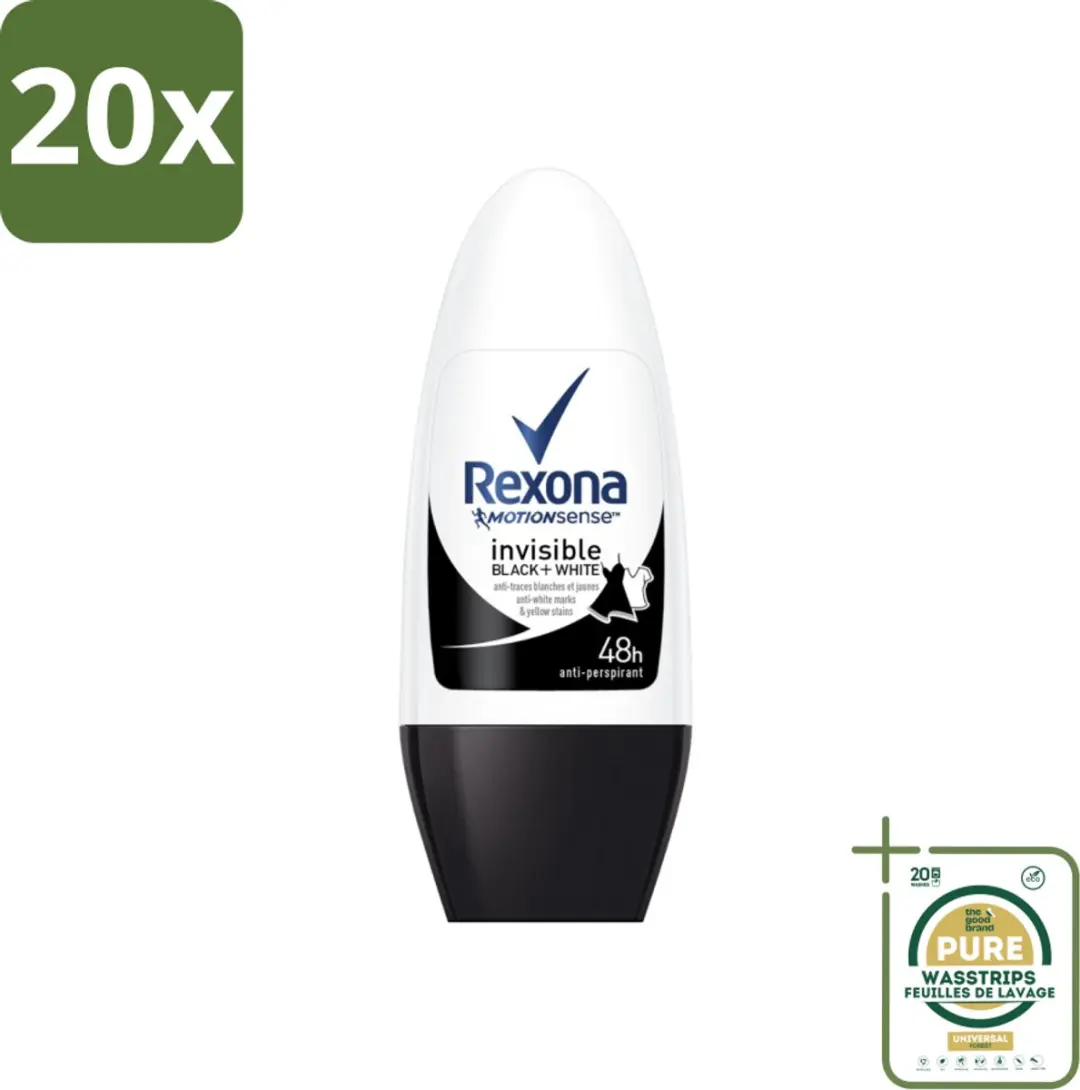 Rexona Invisible Black & White Roll-on Deodorant 20x50ml