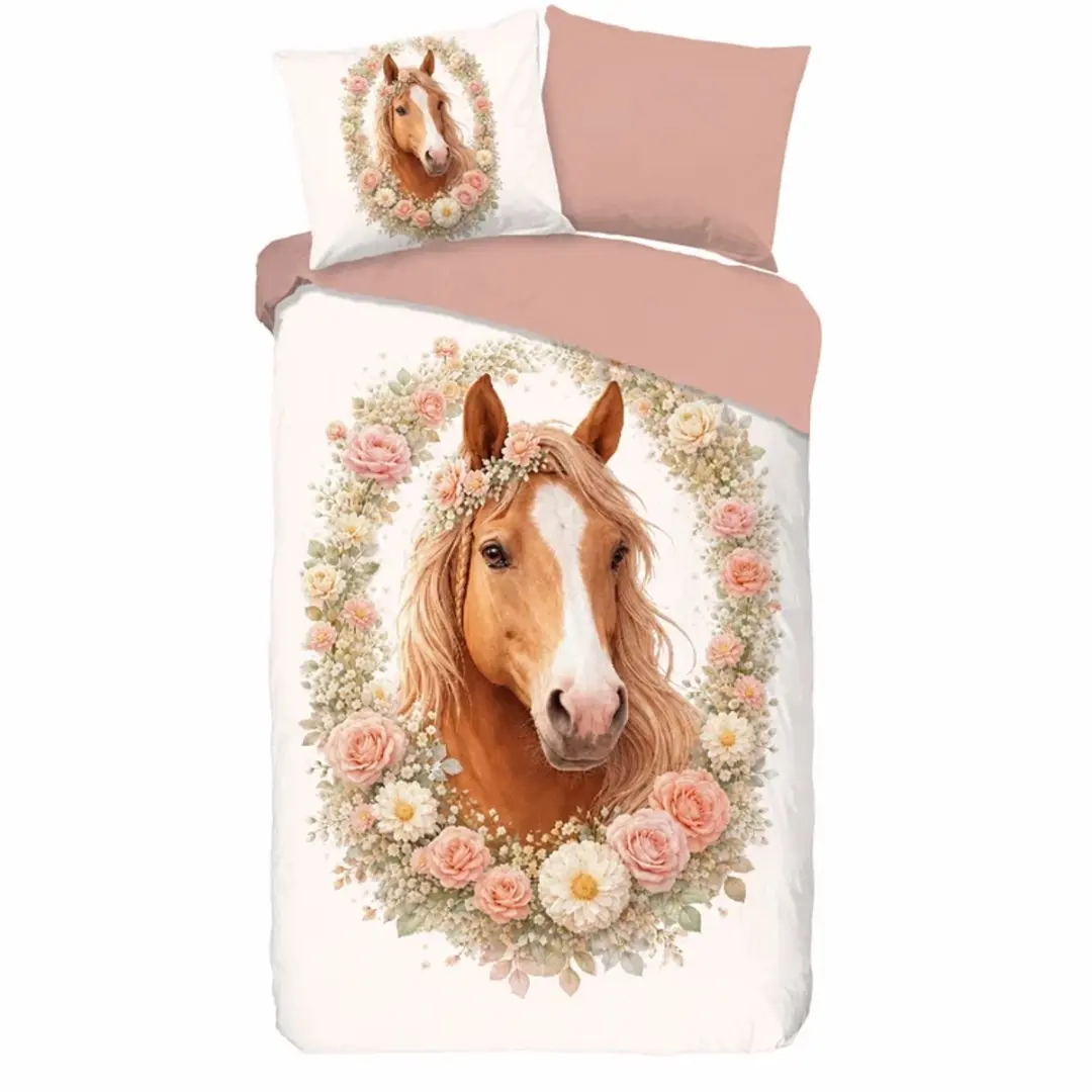 Pure Paard Kinderdekbedovertrek Roze 220x140cm