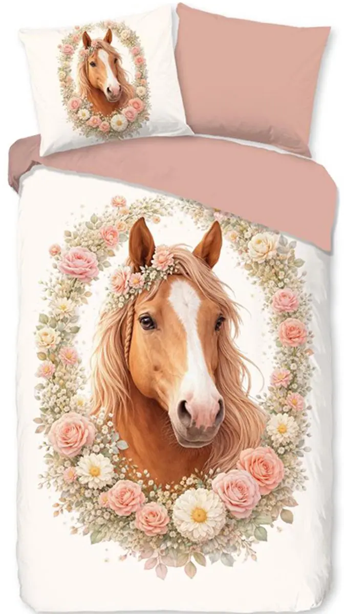 Pure Paard Kinderdekbedovertrek Roze 220x140cm