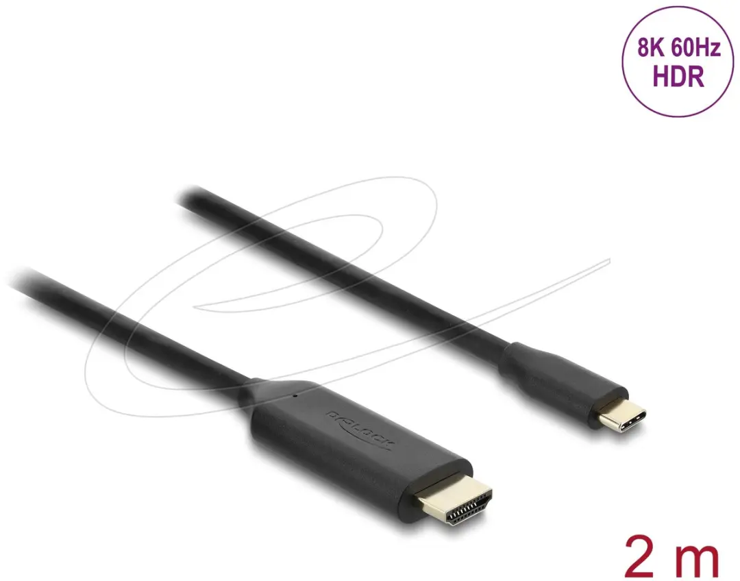 Delock USB-C naar HDMI Kabel 8K 60Hz HDR - 2m - Zwart