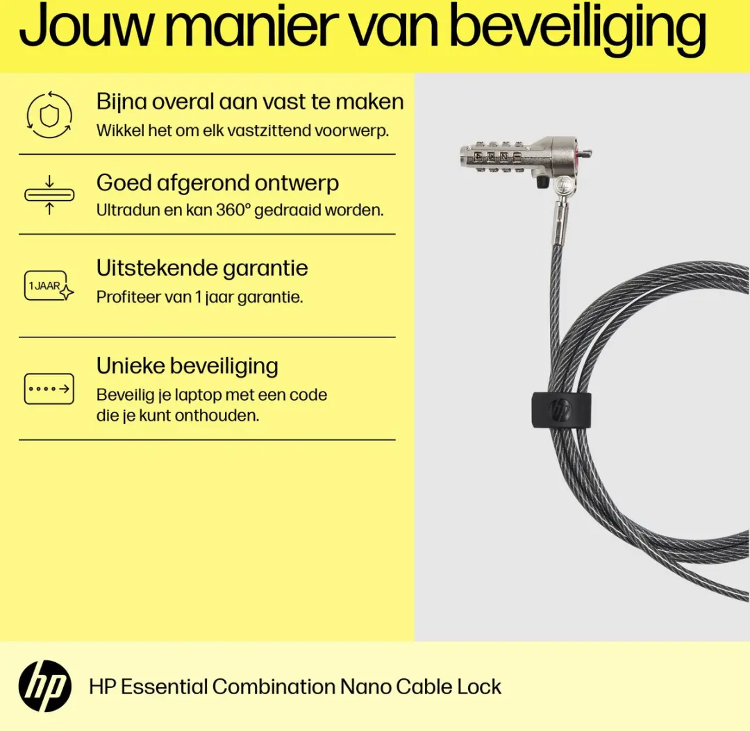 HP Enterprise HP Essential 63B31AA Security Cable - Staal