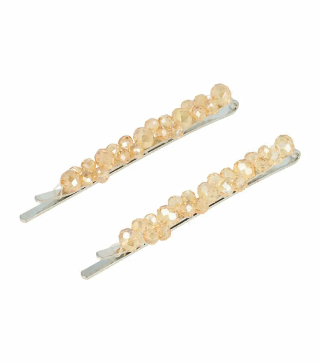 Haarsoires Schuifspeldjes 7cm Champagne - Facetkralen - Set van 2