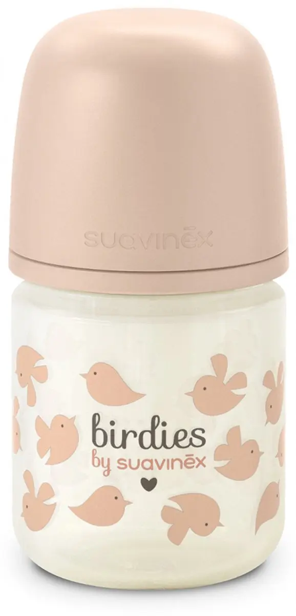Suavinex Birdies Glazen Babyfles 120ml - Roze