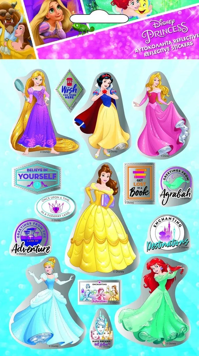 Disney Princess Reflecterend Vinyl Stickers - 30 Stuks Multicolor