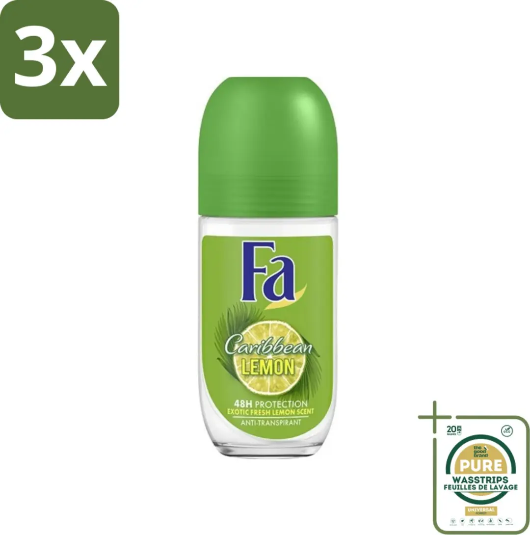 Fa Deodorant Roller Caribbean Lemon 150ml - 3 Stuks