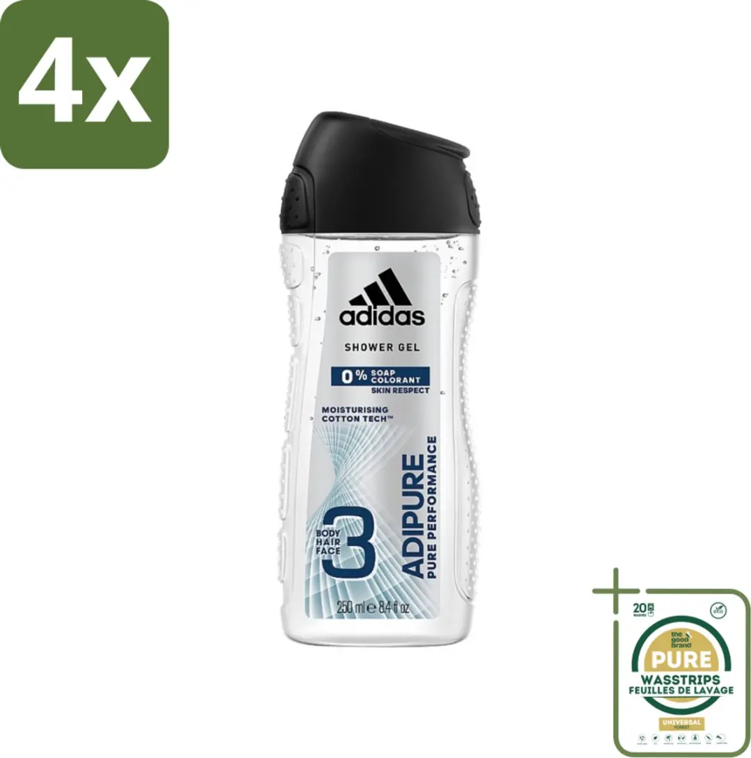 adidas Adipure Pure Performance 3-in-1 Douchegel 1000ml - 4 Stuks