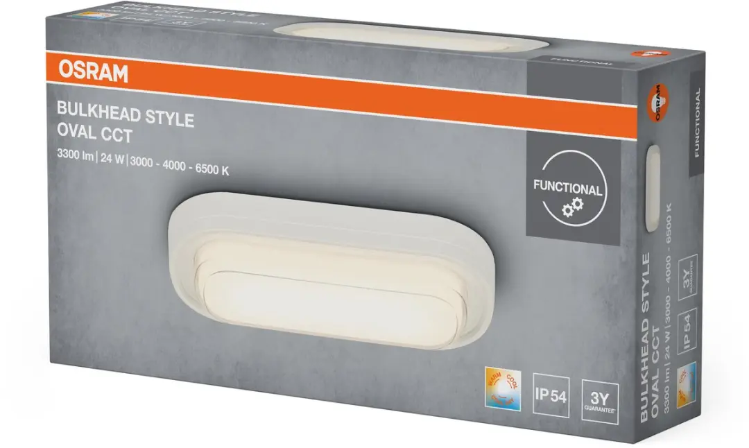 Osram LED Bulkhead Style Oval 24W CCT Plafondlamp - 2100 Lm - Wit - afbeelding 3 van 4