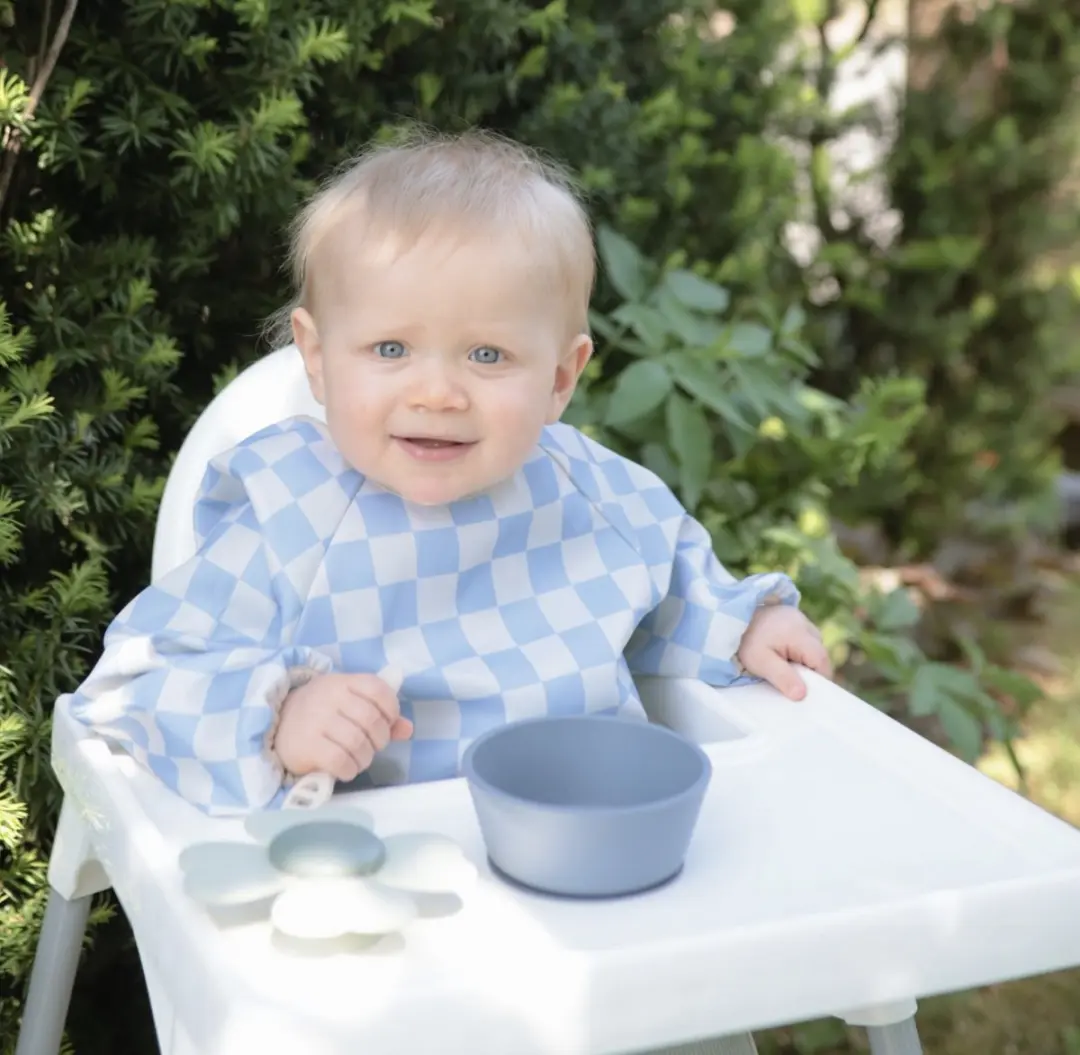 Mushie Slab met mouwen - Geblokt - Blauw - Waterbestendig