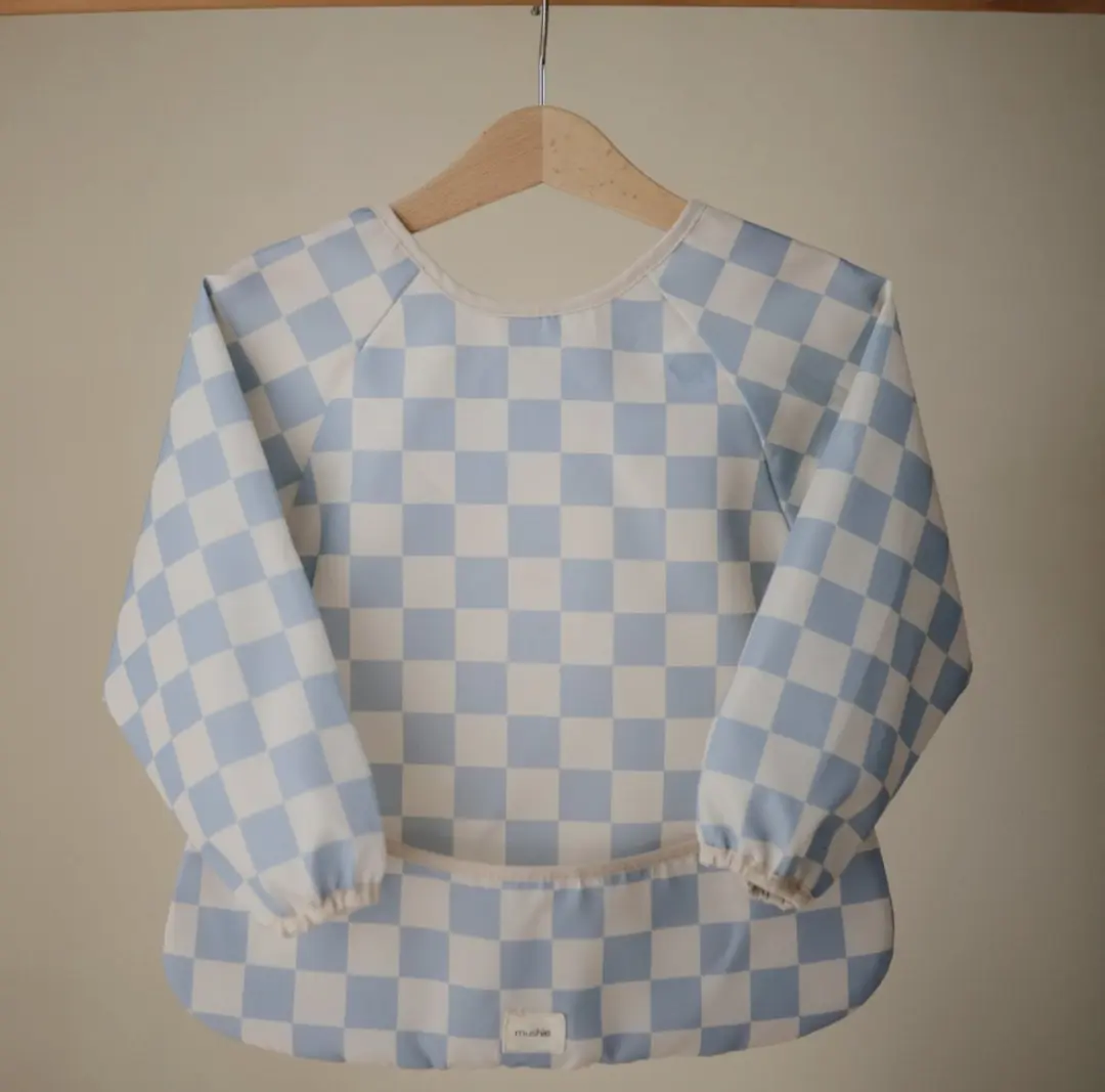 Mushie Slab met mouwen - Geblokt - Blauw - Waterbestendig