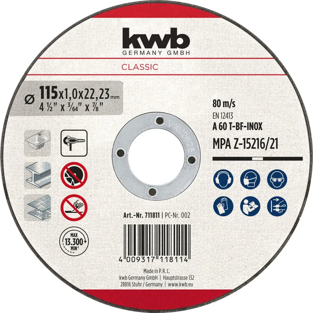 KWB Doorslijpschijf 711811 115x1,0mm Metaal