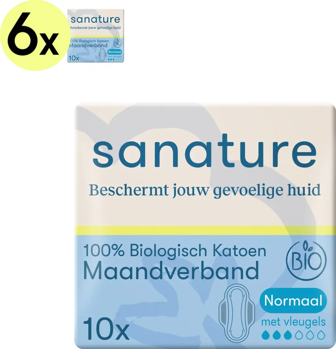 Sanature Bio Katoenen Maandverband Normaal 60 Stuks
