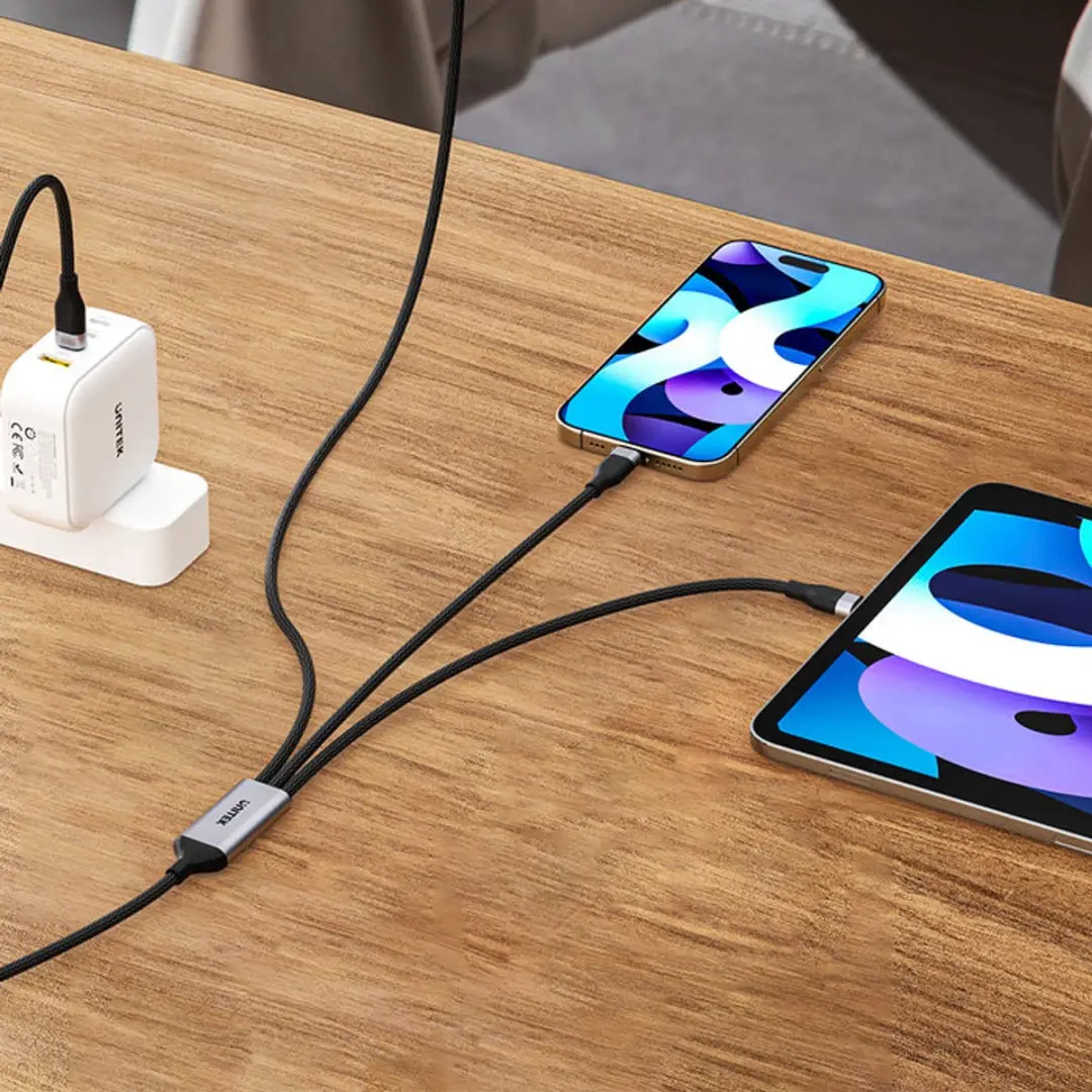Unitek 3-in-1 USB-C Kabel C14101AGY01-1.5M - 1,5m - Zwart