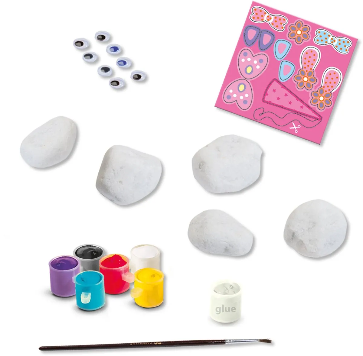 SES Creative Hobby Pink Stenen Schilderen Set - 5 Stenen 6 Kleuren