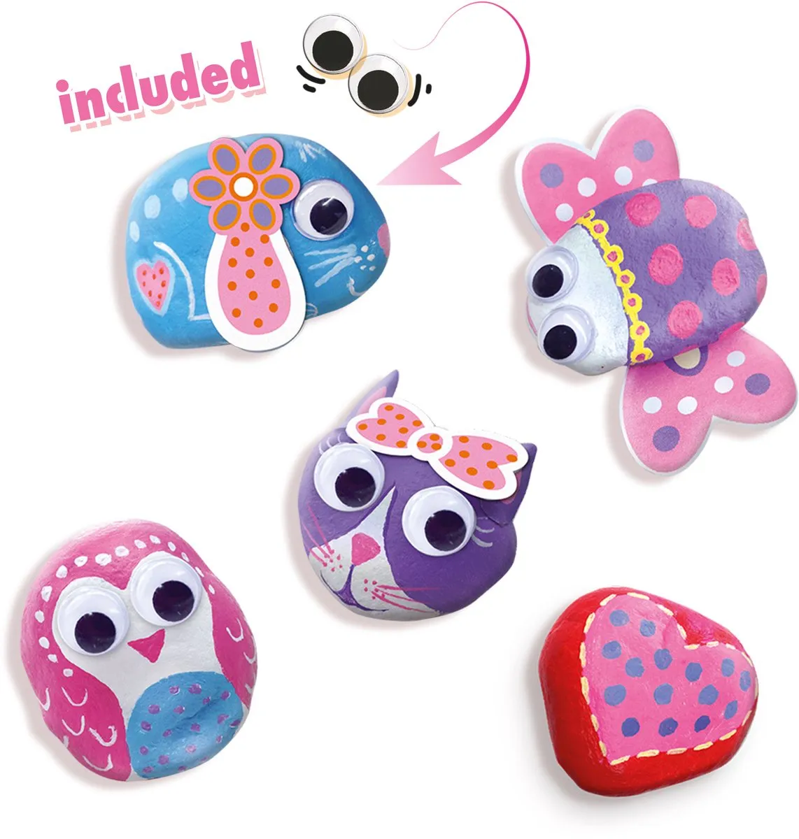 SES Creative Hobby Pink Stenen Schilderen Set - 5 Stenen 6 Kleuren