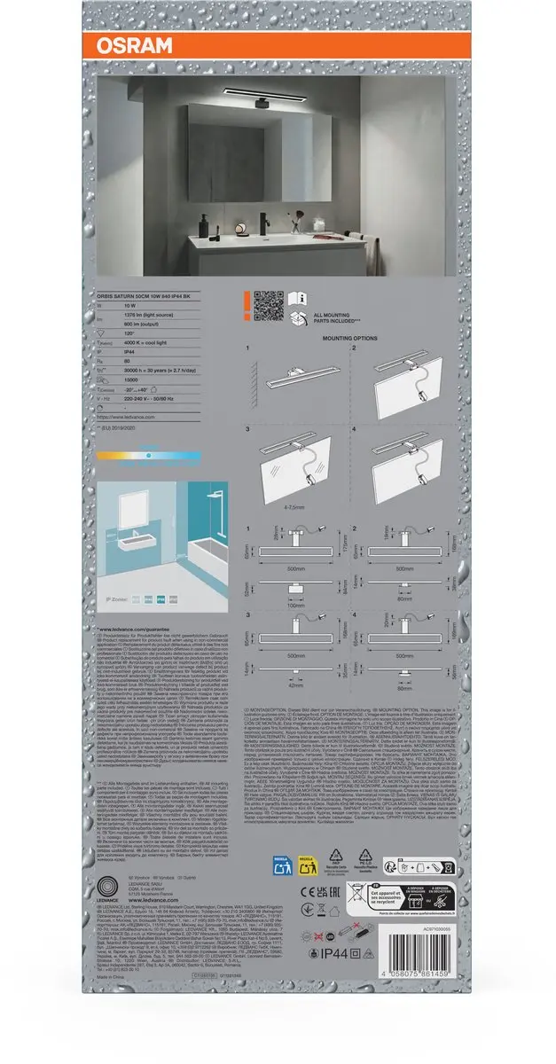 Osram Orbis Saturn 50cm 10W LED - Koel wit 4000K - Zwart - afbeelding 3 van 5