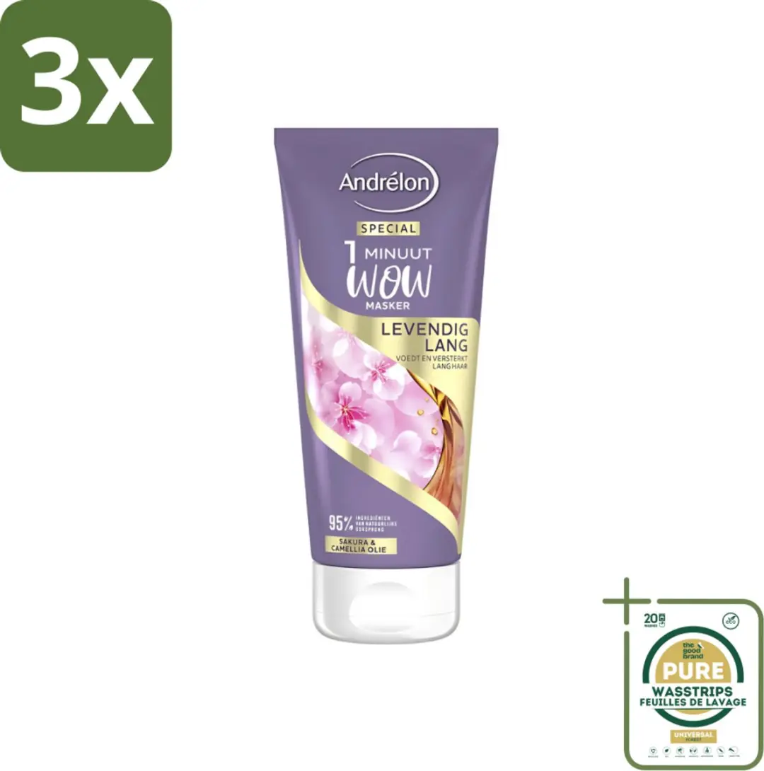 Andrélon 1 Minuut Wow Haarmasker Levendig Lang 540ml