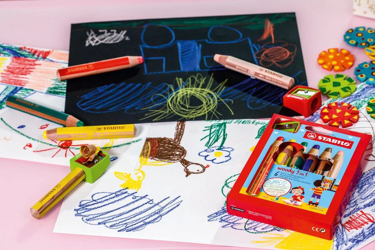 STABILO Woody 3-in-1 Klasdoos - 50 Stuks (48 potloden + 2 slijpers) - 18 Kleuren