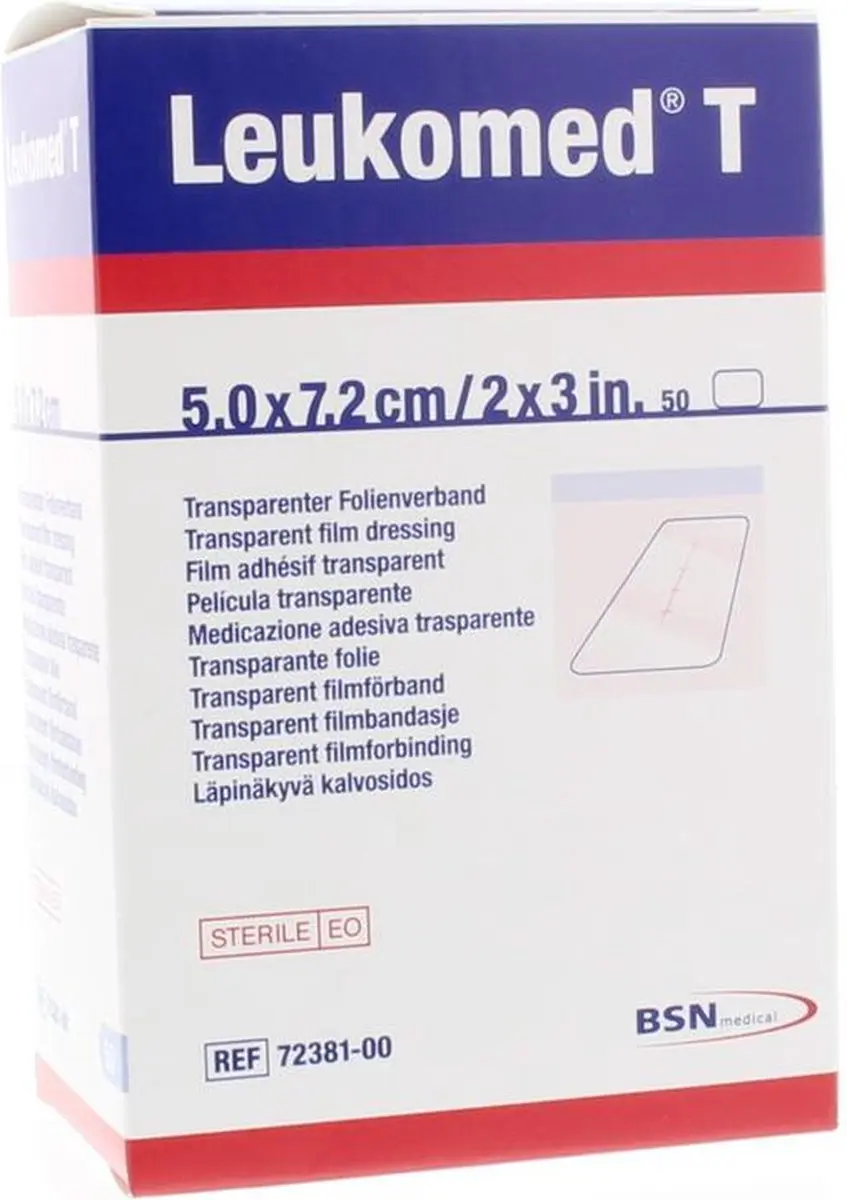 Leukomed T 7.2x5cm Wondpleister Steriel - 50 Stuks