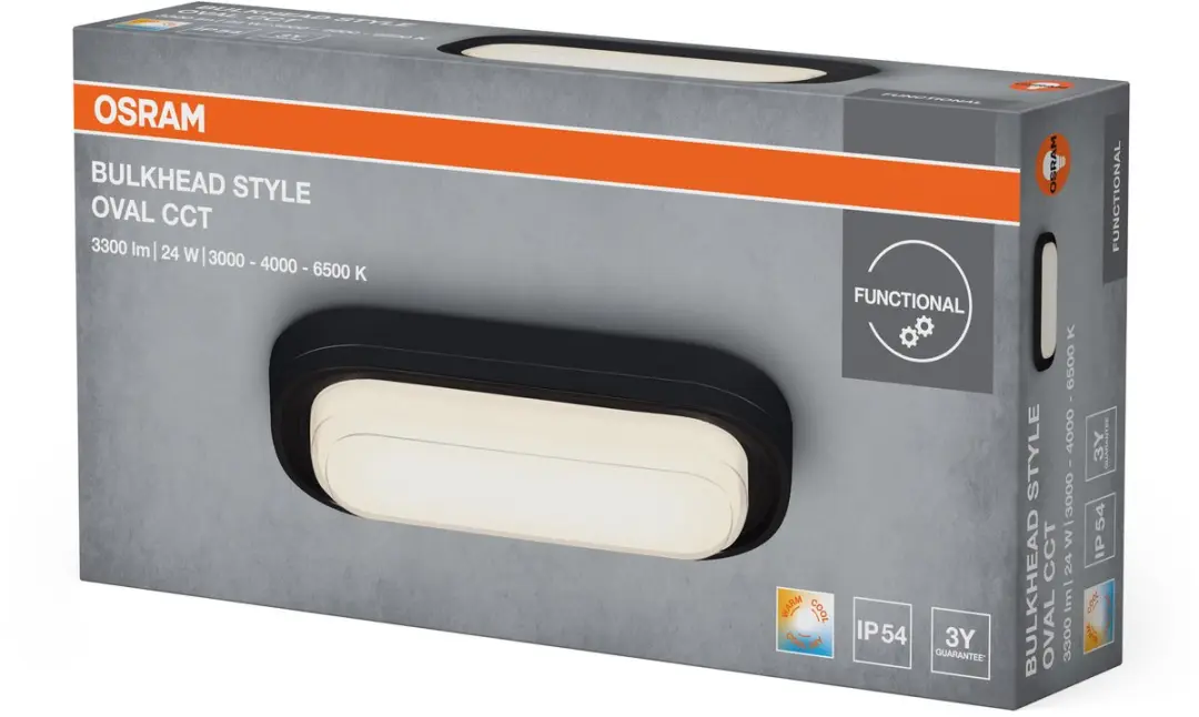 Osram LED Bulkhead Style Oval 24W CCT Plafondlamp - Zwart - afbeelding 5 van 5