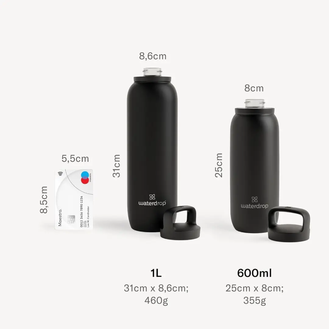 Waterdrop All Purpose Thermosfles 600ml - Zwart