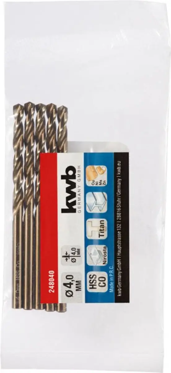 KWB HSS-Co Spiraalboor 4mm M35 DIN 338 - Metaal