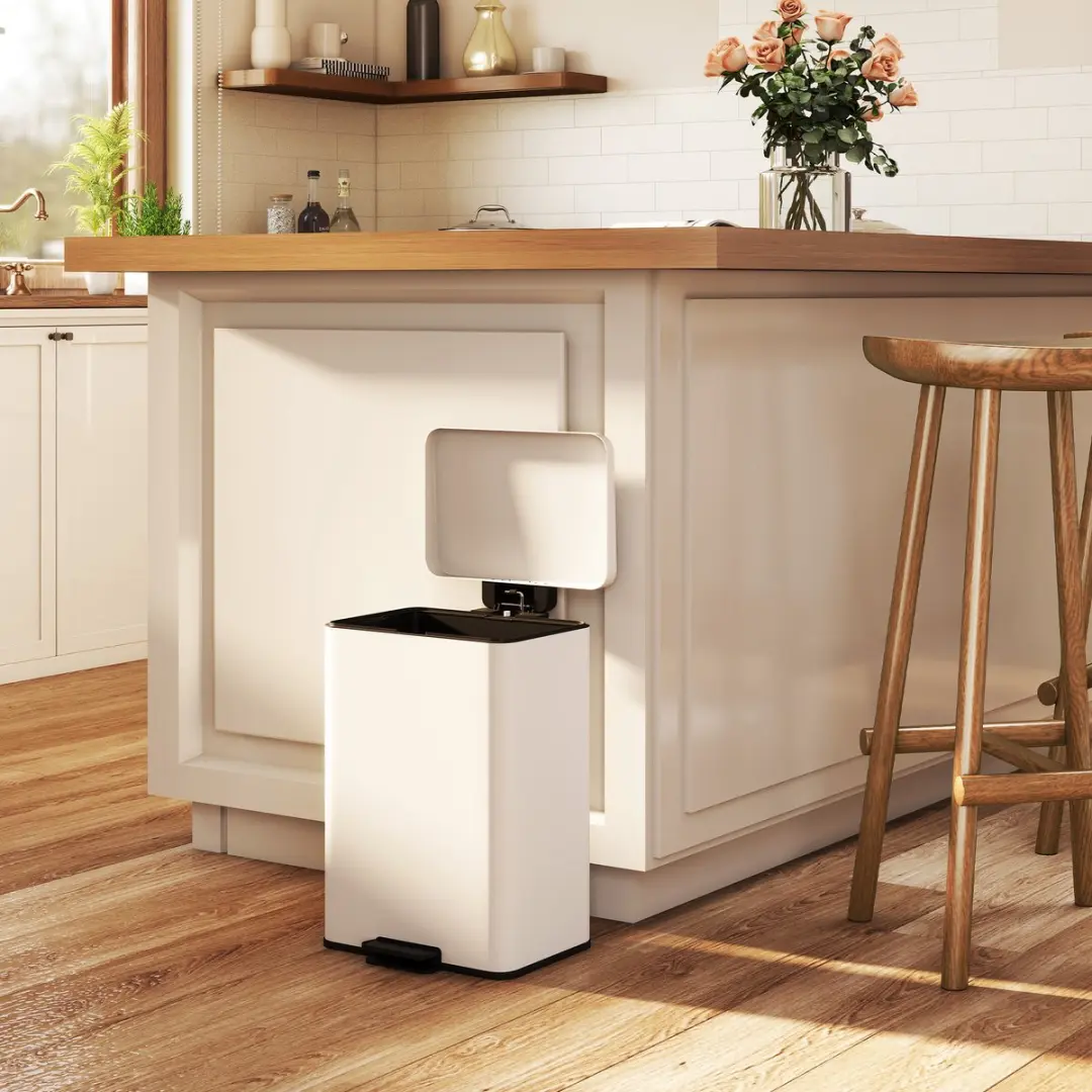 Homcom Prullenbak Metaal PP 20L - Crème