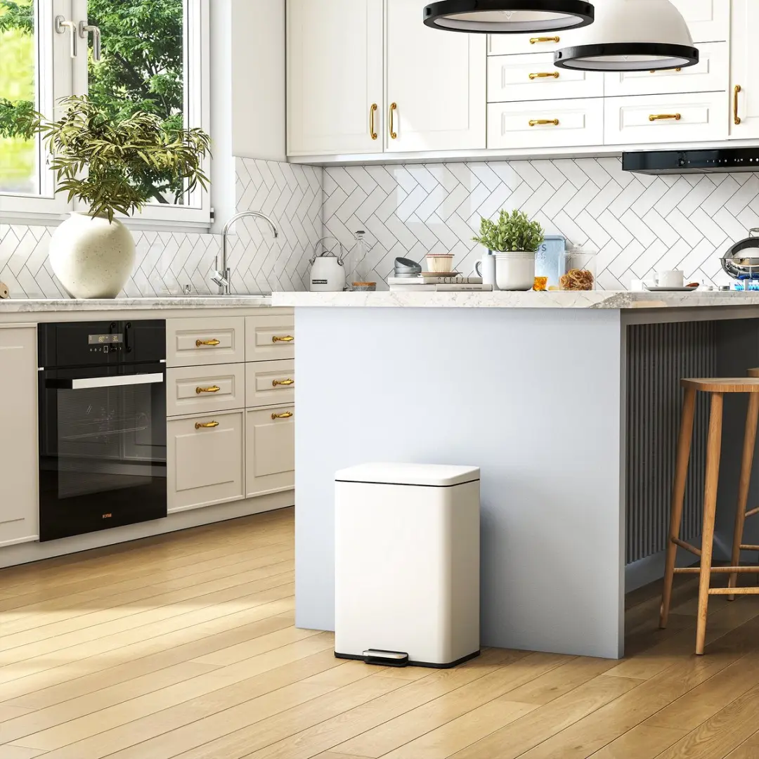 Homcom Prullenbak Metaal PP 20L - Crème