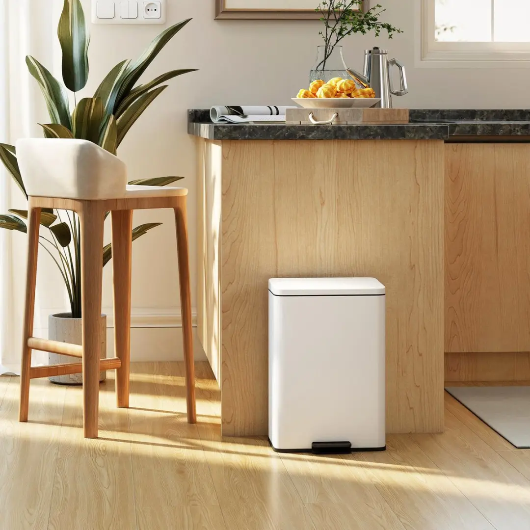 Homcom Prullenbak Metaal PP 20L - Crème