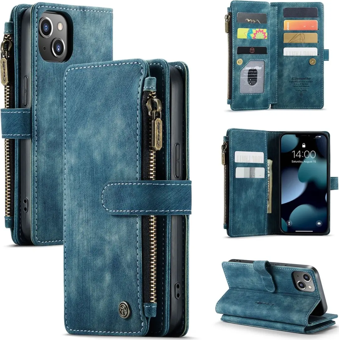 Caseme C30 Bookcase Portemonnee iPhone 13 - 8 Pasjes - Blauw