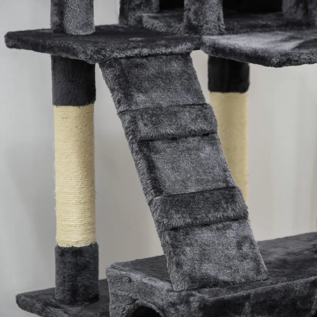 Pawhut Kattenboom - 49x49x173cm - Donkergrijs