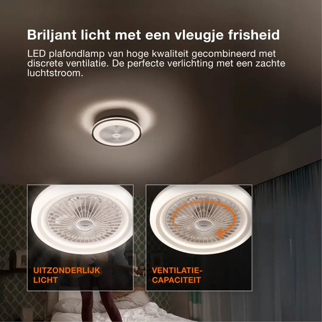 Osram Murlan 490mm Plafondventilator 43W RGB - Zwart/Wit