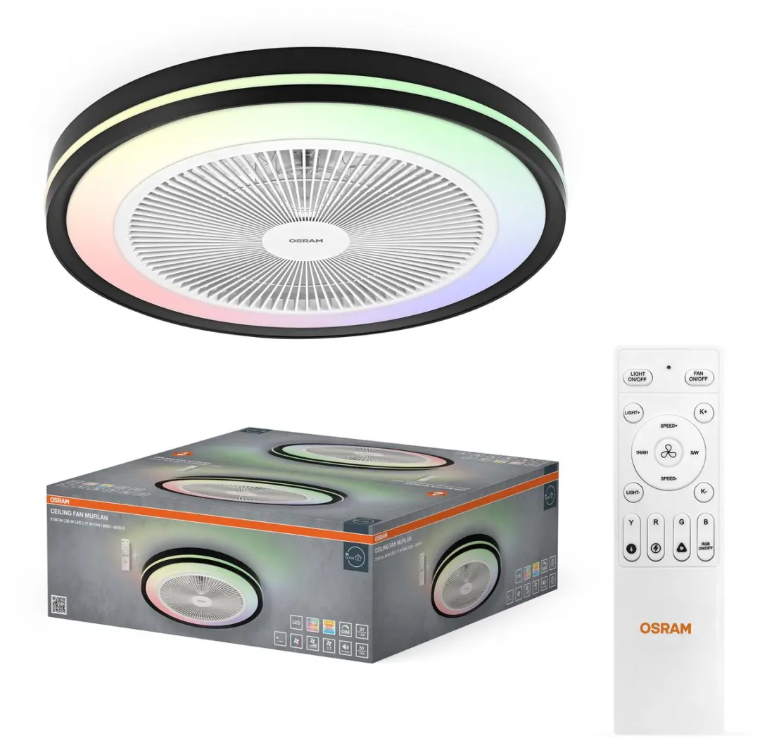 Osram Murlan 490mm Plafondventilator 43W RGB - Zwart/Wit