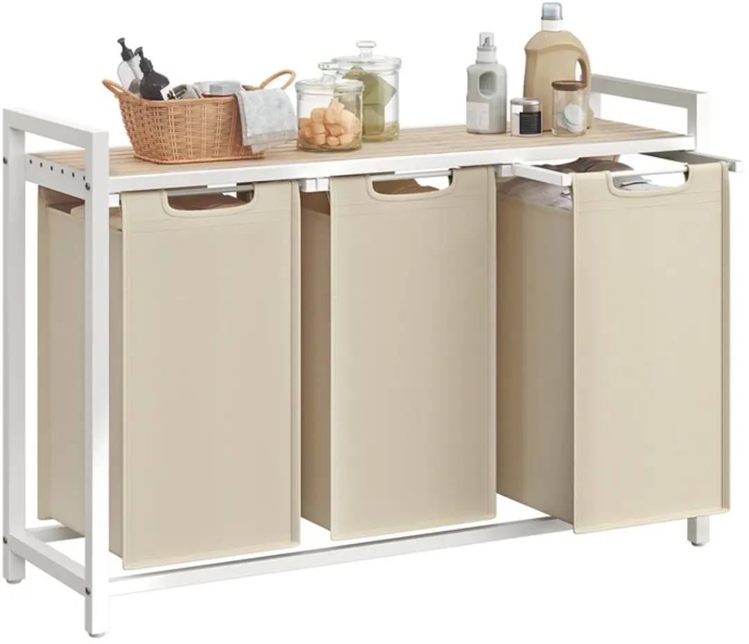 Songmics Wasmand 3 Compartimenten Cappuccino Beige
