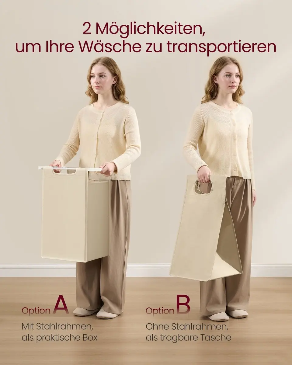 Songmics Wasmand 3 Compartimenten Cappuccino Beige - 92,5x33x72cm