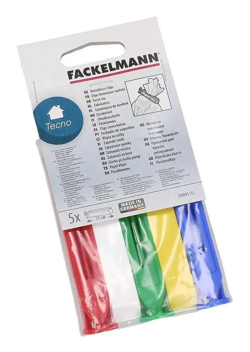 Fackelmann Keukenclips 11cm - 5x Multicolor