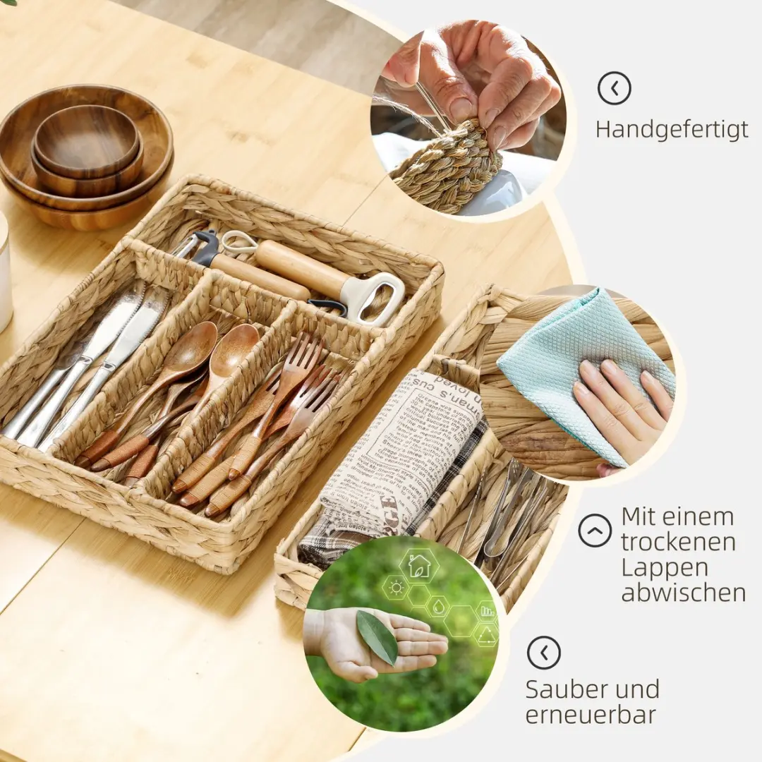 Homcom Waterhyazinthe Opbergmand - 36x26x5cm - 2 Stuks