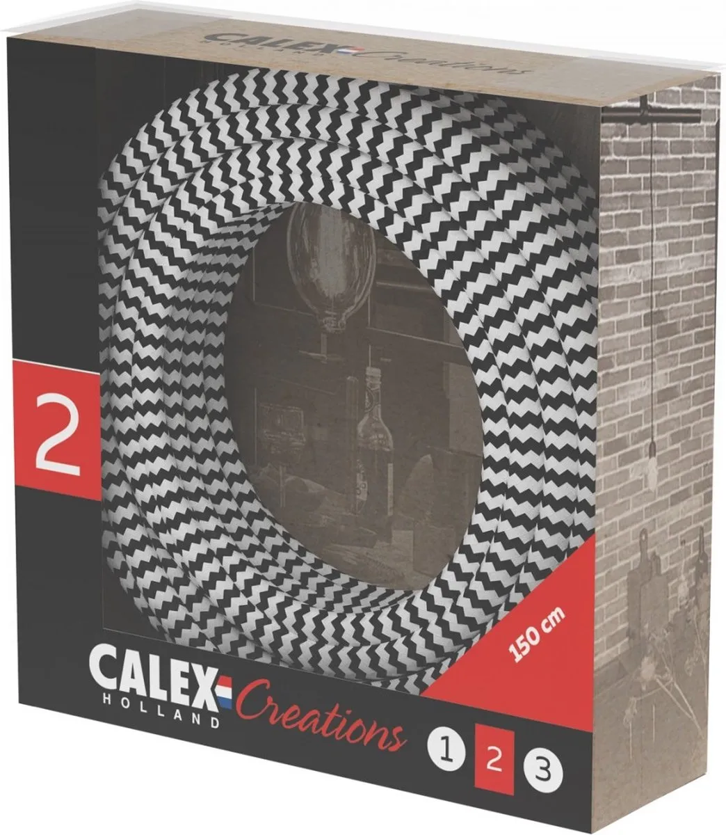 Calex Textielsnoer - Zwart/Wit