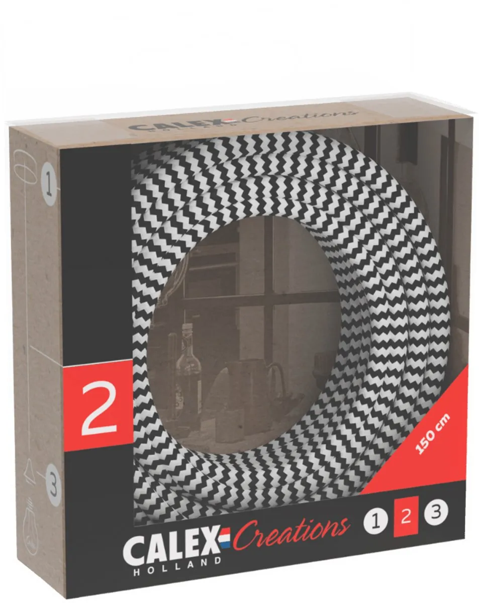 Calex Textielsnoer - Zwart/Wit