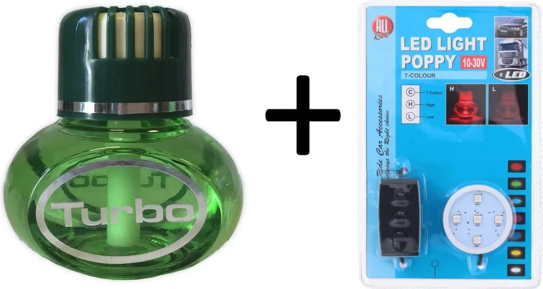 Dunlop Turbo Lemon Luchtverfrisser 150ml - 12/24V - 7 Kleuren LED