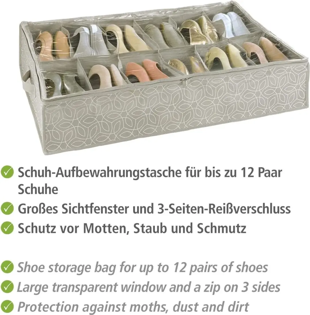 Wenko Balance Onderbedcommode Schoenen - 12 Vakken 74x15x60cm Taupe