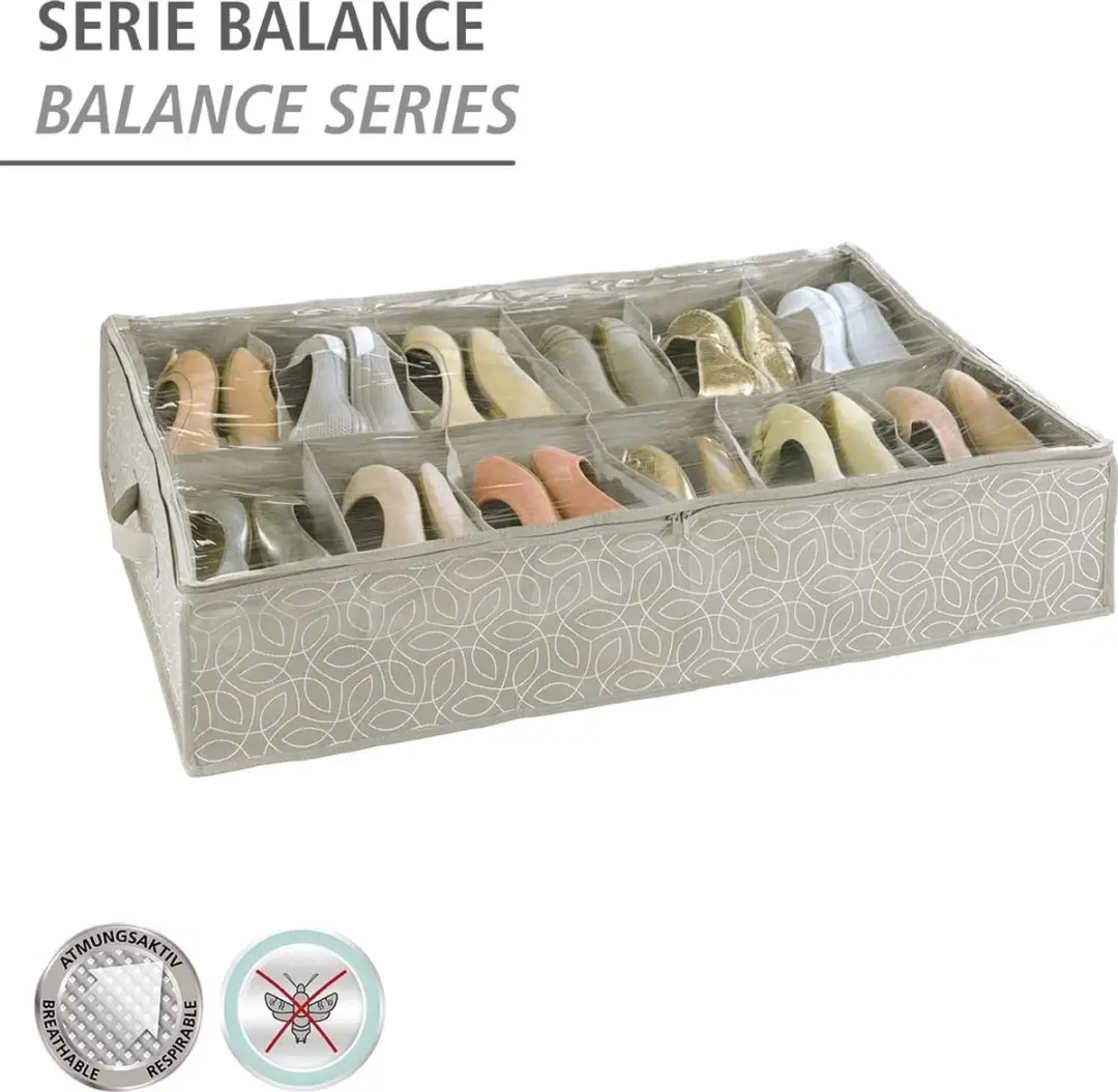 Wenko Balance Onderbedcommode Schoenen - 12 Vakken 74x15x60cm Taupe