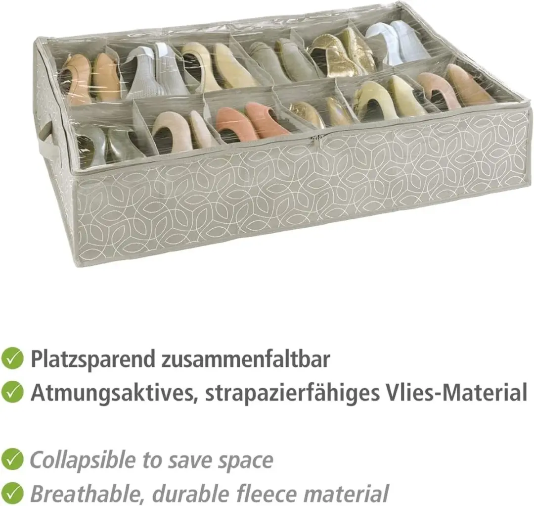 Wenko Balance Onderbedcommode Schoenen - 12 Vakken 74x15x60cm Taupe