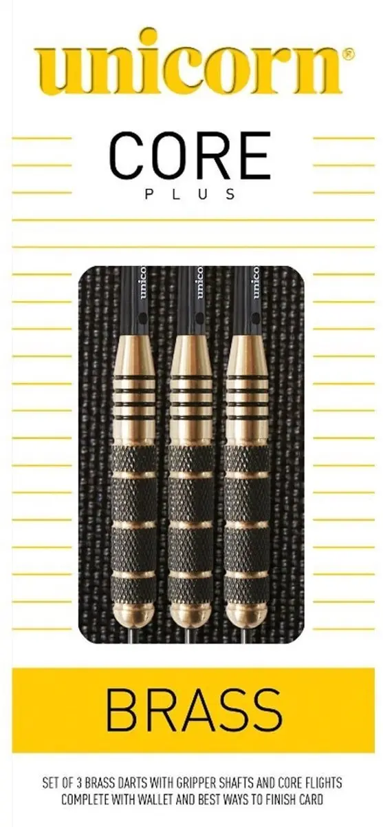 Unicorn Brass Core Plus Dartpijlen 3 Stuks - Zwart/Goud